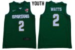 Youth Mark Watts Michigan State Spartans #2 Nike NCAA 2020 Green Authentic College Stitched Basketball Jersey QA50M16FZ